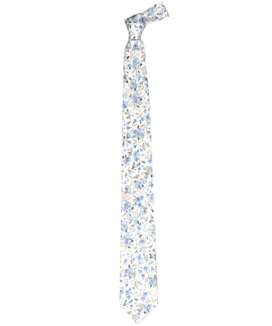 Zijden Stropdas | Wit Floral Blauw