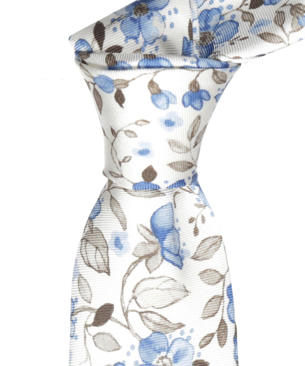 Zijden Stropdas | Wit Floral Blauw
