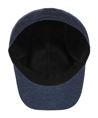 Baseball Cap oorflap | Navy Herringbone