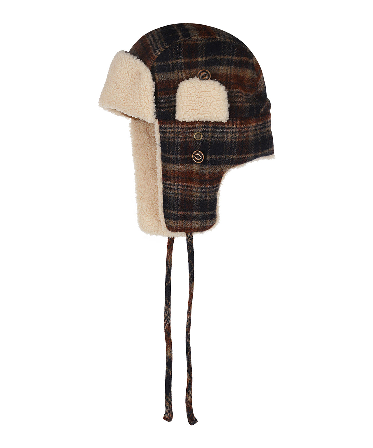 Bomber Cap Wool check | Blauw/Bruin ruit