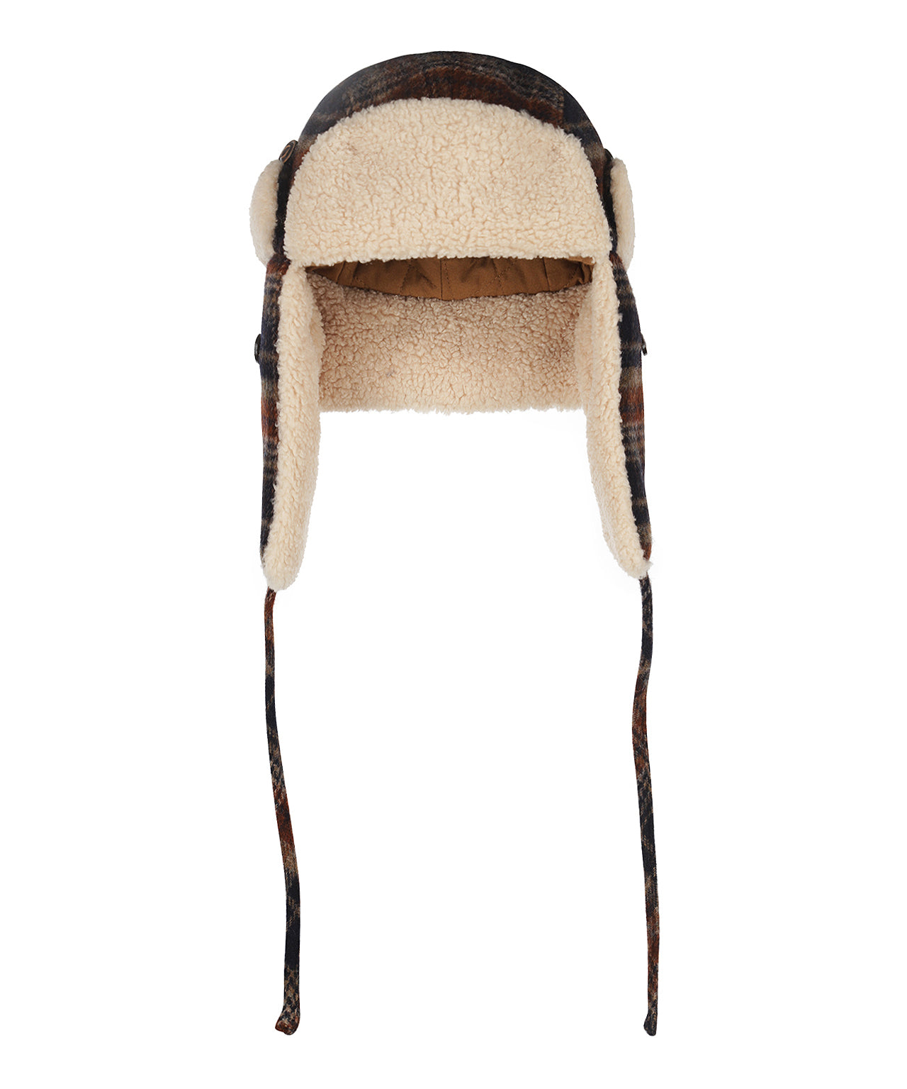 Bomber Cap Wool check | Blauw/Bruin ruit