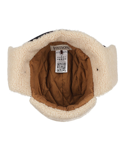 Bomber Cap Wool check | Blauw/Bruin ruit