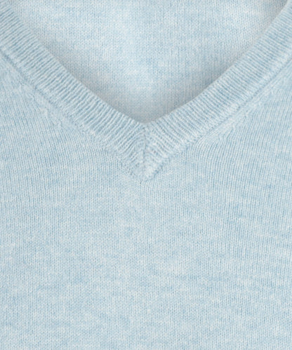 Pullover V-Hals Cotton/Cashmere | Licht Blauw
