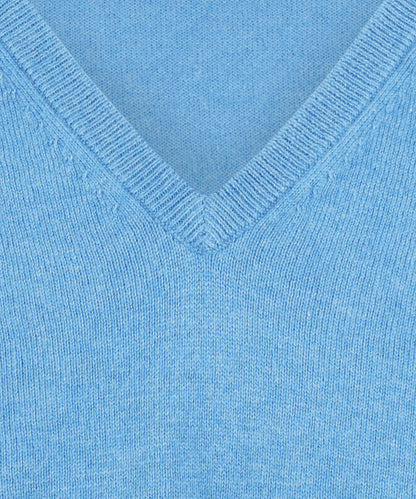 Sweater V-Neck Cotton/Cashmere | Blue