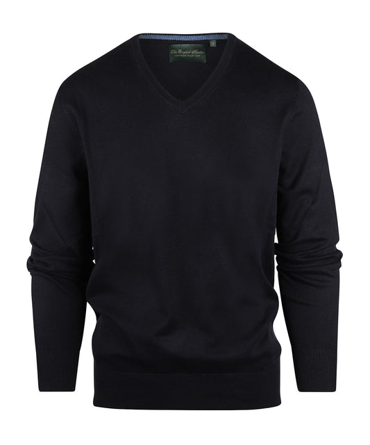 Cotton/Cashmere V-Hals Pullover | Navy