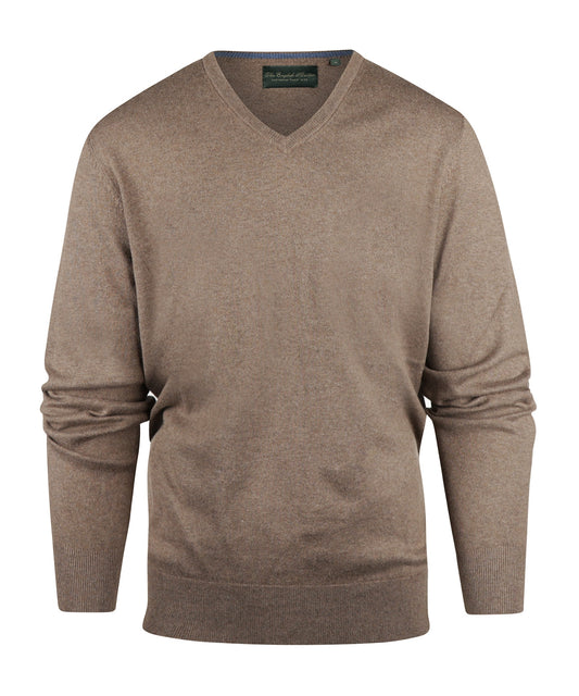 Cotton/Cashmere V-Hals Pullover | Taupe
