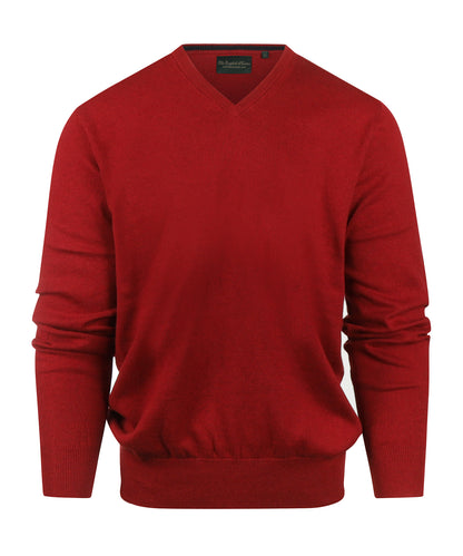Cotton Cashmere V-Hals Pullover | Bordeaux