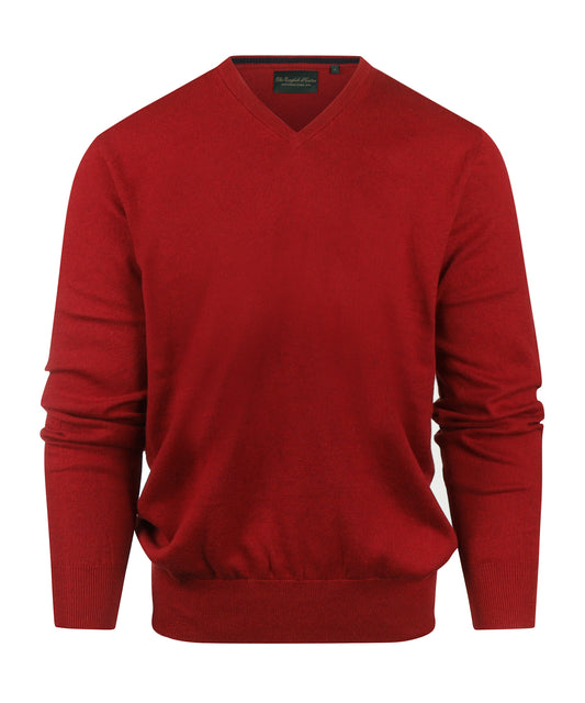 Cotton/Cashmere V-Hals Pullover | Bordeaux