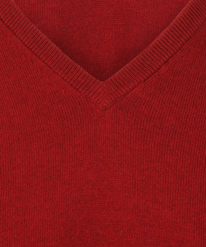 Cotton Cashmere V-Hals Pullover | Bordeaux
