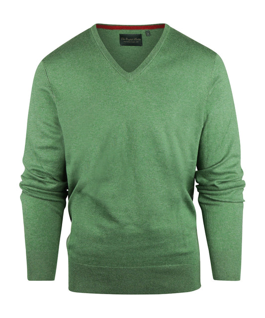 Cotton/Cashmere V-Hals Pullover | Groen