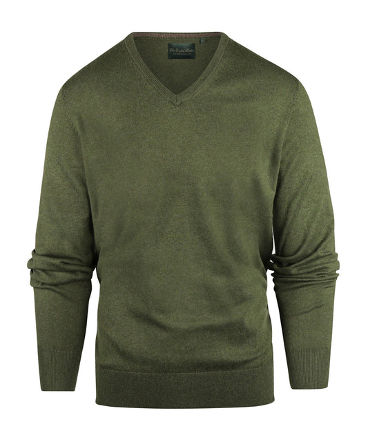 V-Ausschnitt-Pullover aus Baumwolle/Kaschmir | Grün