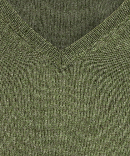 Sweater V-Neck Cotton/Cashmere | Green