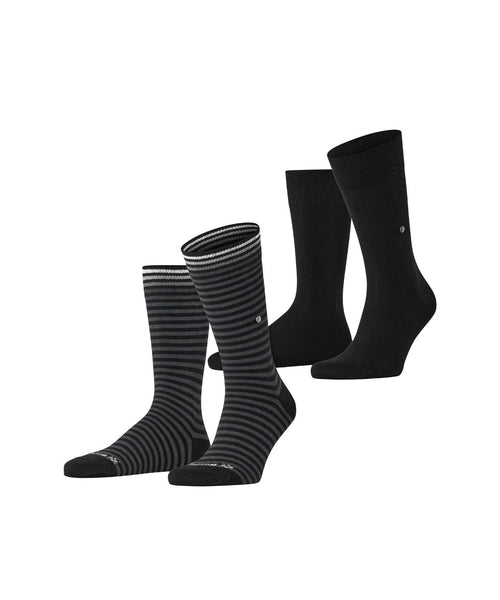 Burlington Sok Everyday Stripe 2-pack | Zwart