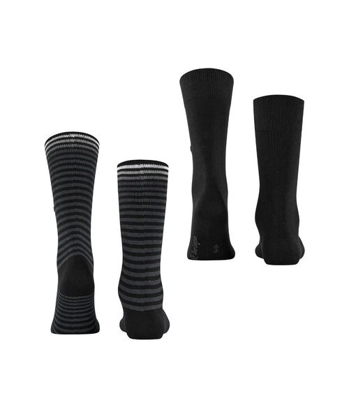 Burlington Sok Everyday Stripe 2-pack | Zwart