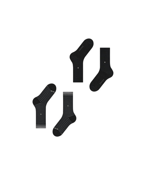 Burlington Sok Everyday Stripe 2-pack | Zwart