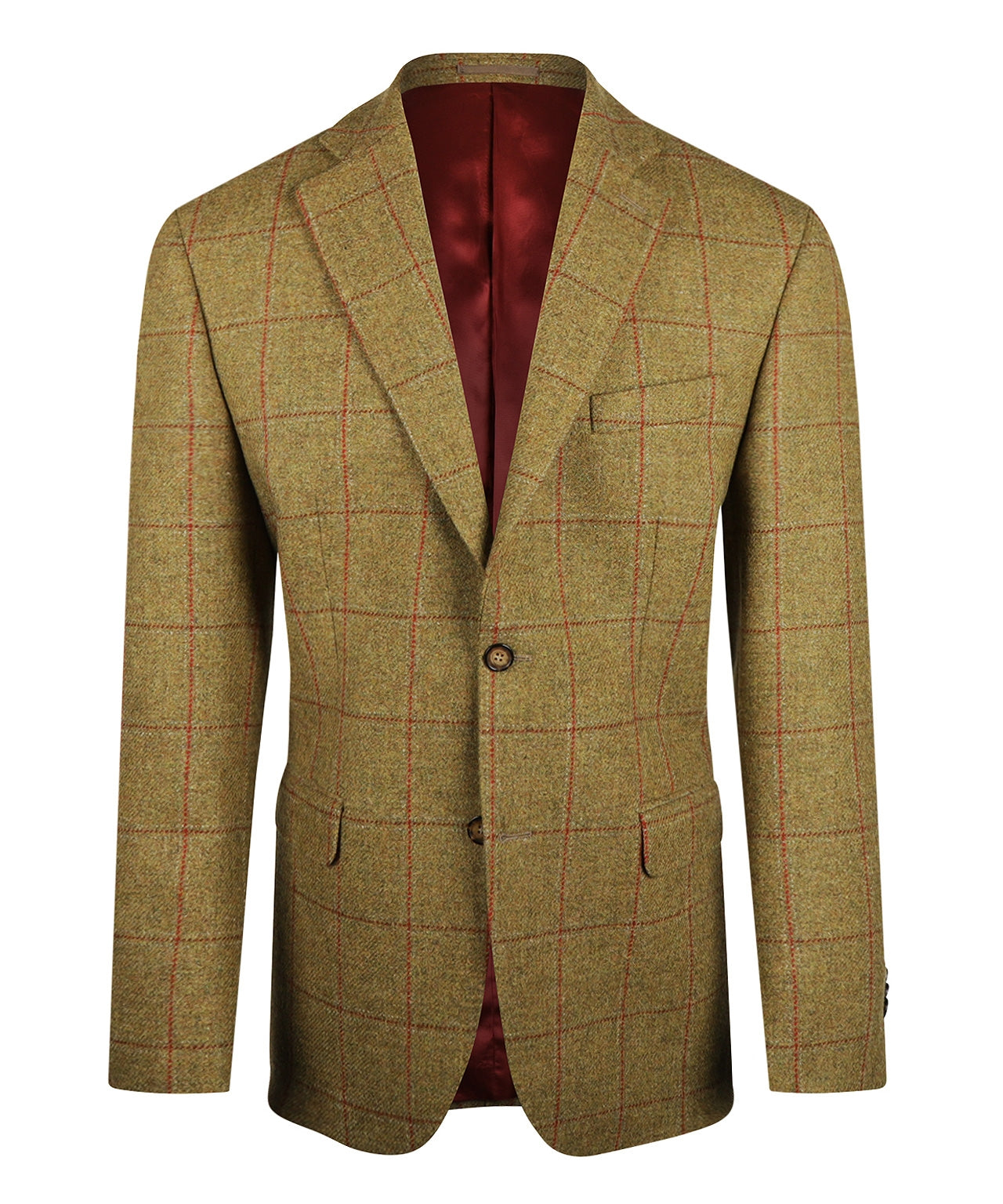 Lovat Tweed Colbert | Groen met Bordeaux ruit