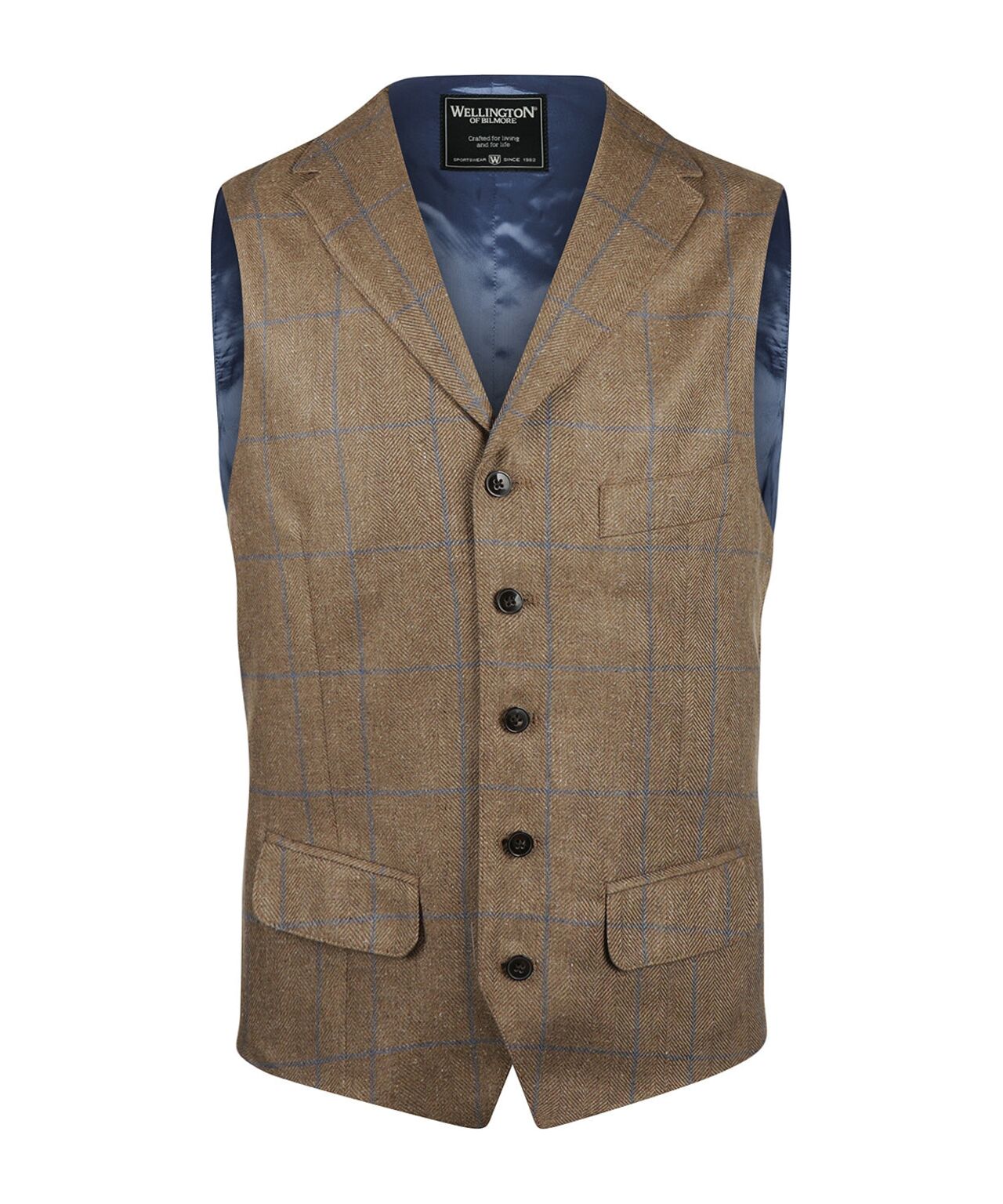 Zijden Gilet | Bruin Blauwe ruit
