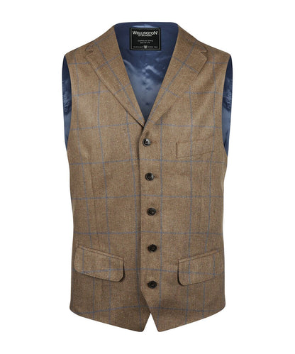 Zijden Gilet | Bruin Blauwe ruit