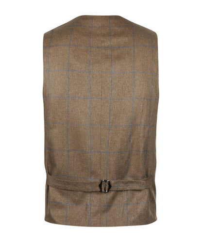 Zijden Gilet | Bruin Blauwe ruit