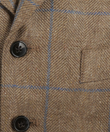 Zijden Gilet | Bruin Blauwe ruit