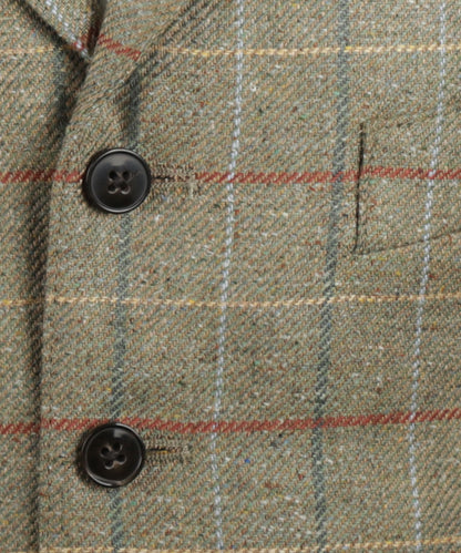 Zijden Gilet | Groen Bruine ruit