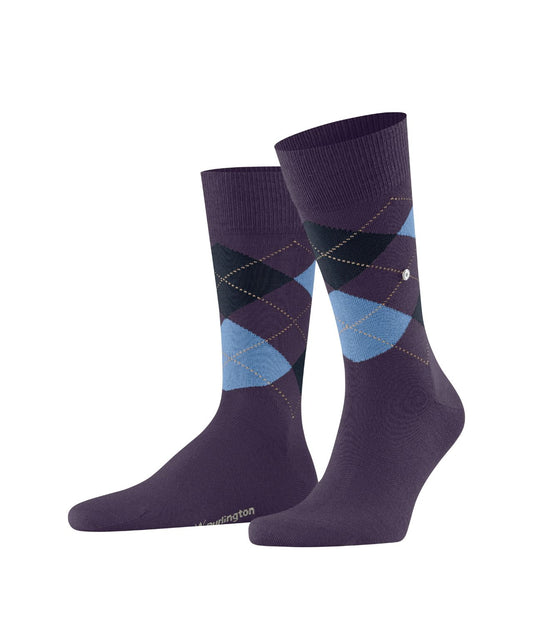 Edinburgh Socke | Aubergine Rautenmuster