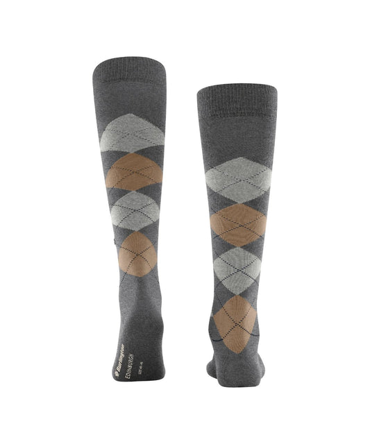 Edinburgh Heren knielang | Grey/Sand diamond check