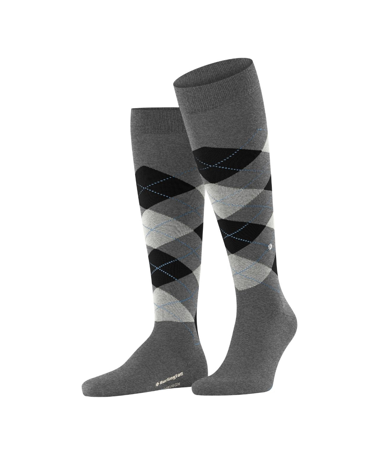 Edinburgh Heren knielang | Grey/Black diamond check