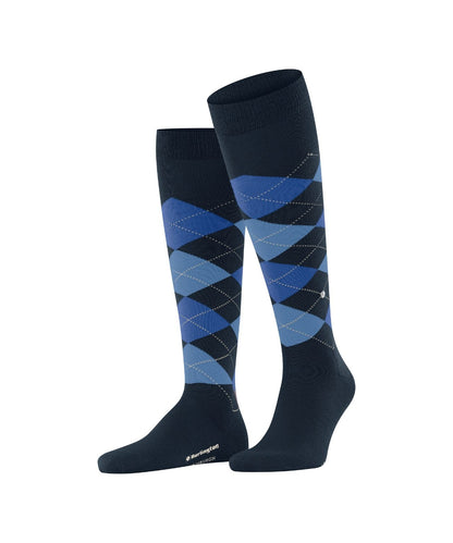 Edinburgh Heren knielang | Navy/Blue diamond check