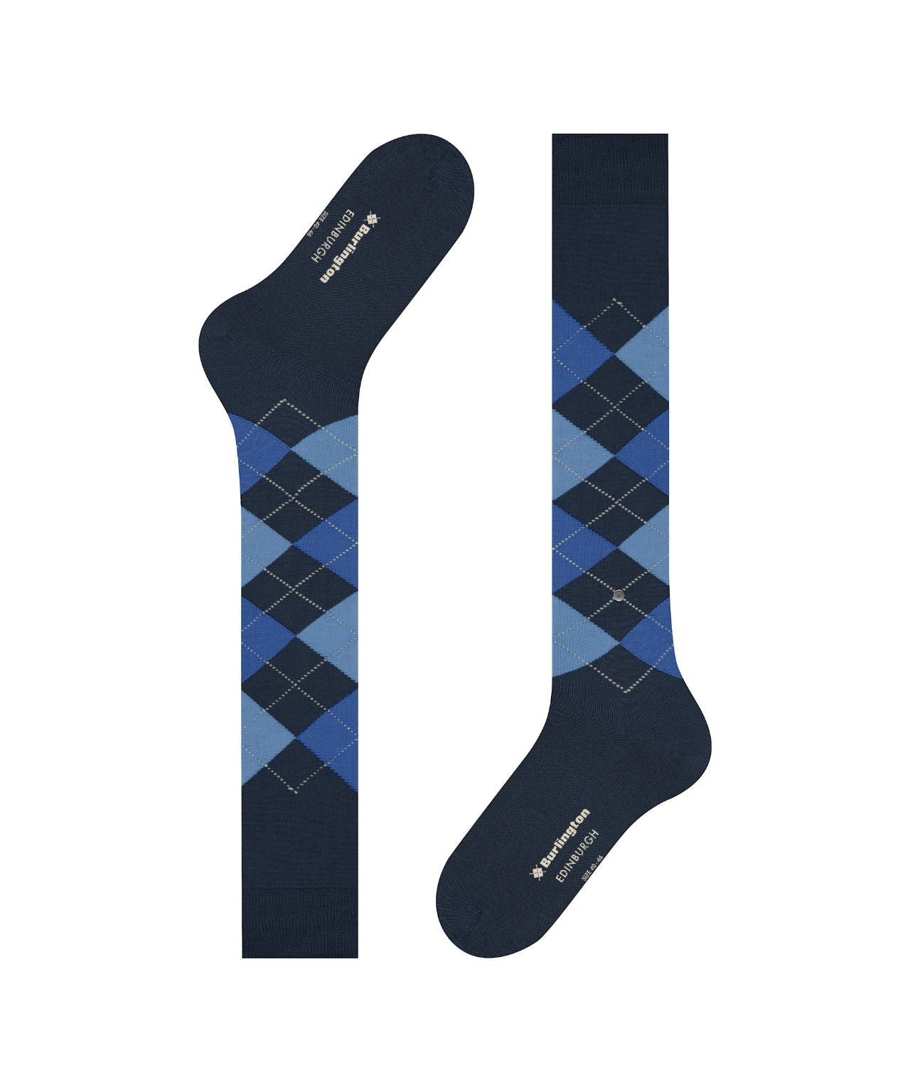 Edinburgh Heren knielang | Navy/Blue diamond check
