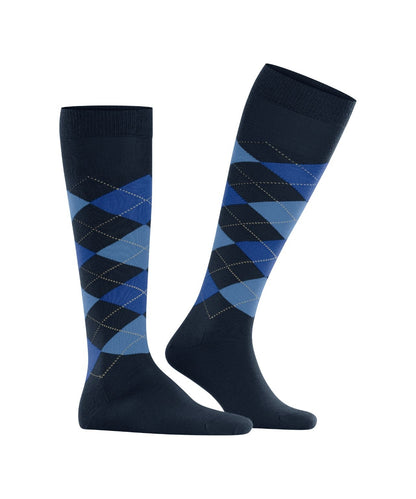 Edinburgh Heren knielang | Navy/Blue diamond check