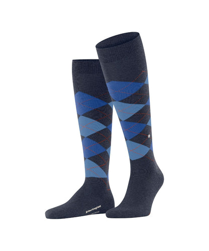 Edinburgh Heren knielang | Denim/Blue diamond check