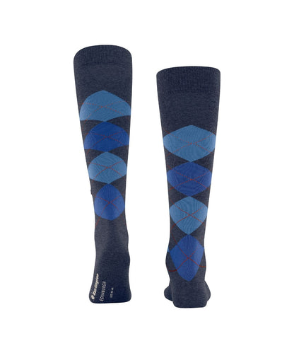 Edinburgh Heren knielang | Denim/Blue diamond check