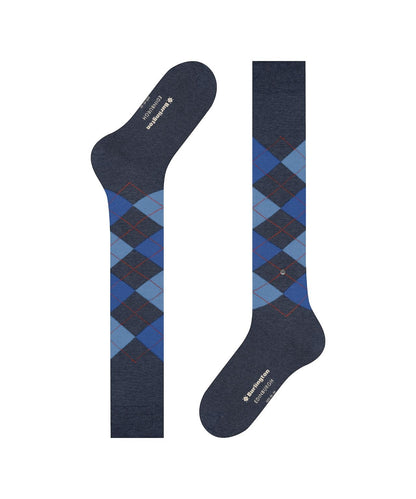 Edinburgh Heren knielang | Denim/Blue diamond check