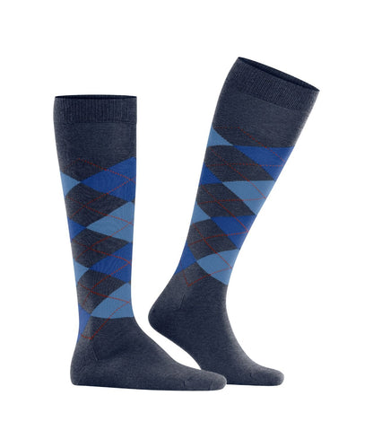 Edinburgh Heren knielang | Denim/Blue diamond check