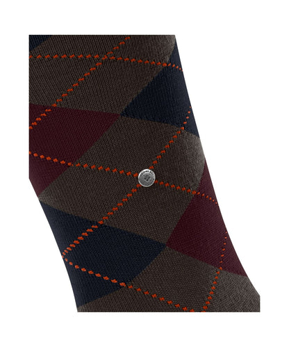 Edinburgh Heren knielang | Brown/Burgundy/Navy diamond check