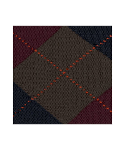 Edinburgh Heren knielang | Brown/Burgundy/Navy diamond check