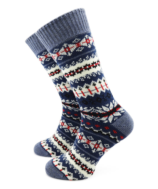 Fairisle-Socken, extra dick | Denimblau