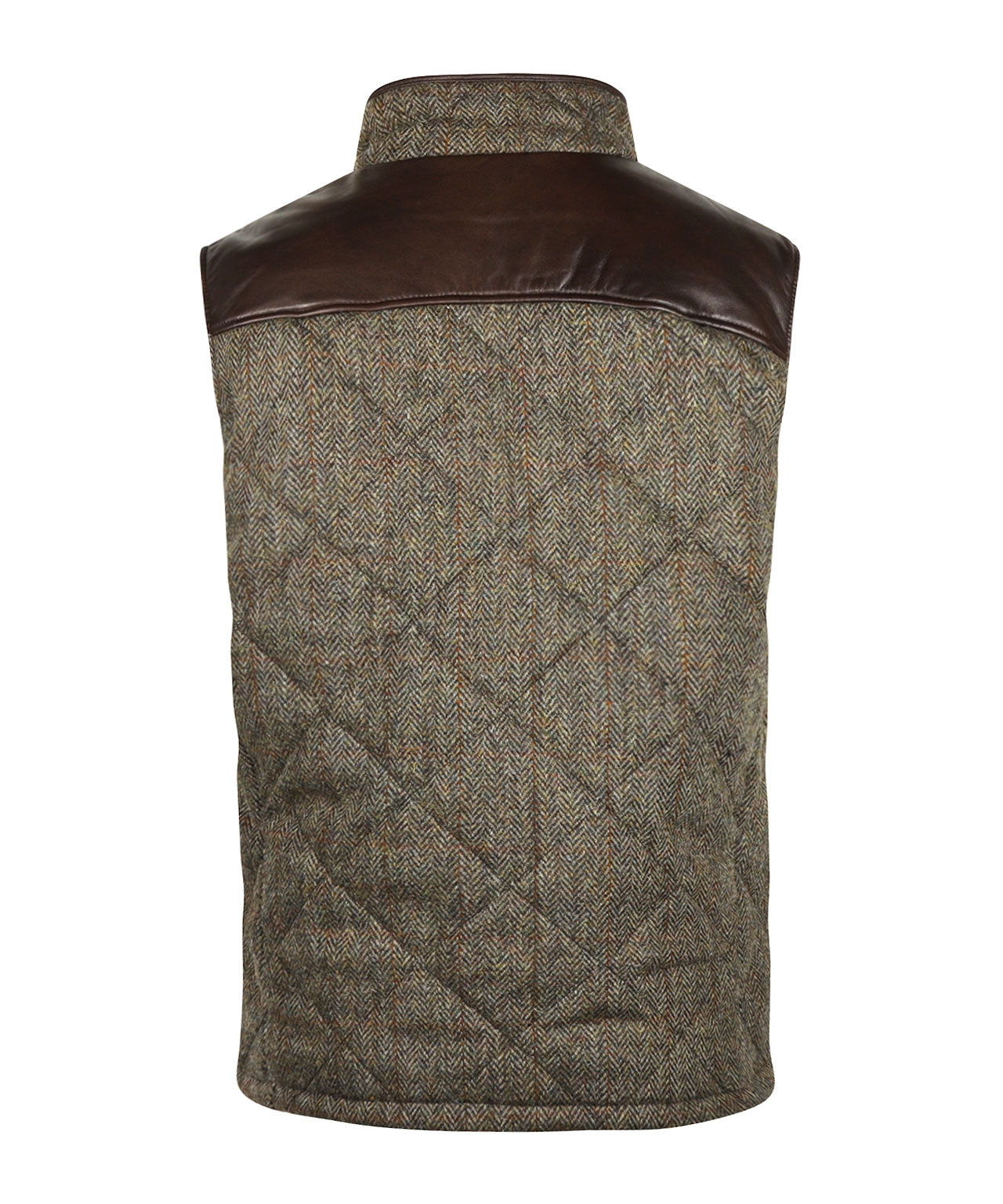 Bodywarmer | Groen/Bruin melange herringbone