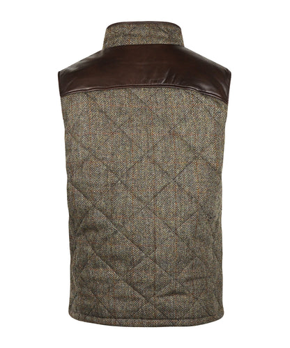 Bodywarmer | Groen/Bruin melange herringbone