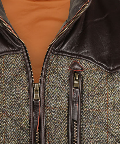 Bodywarmer | Groen/Bruin melange herringbone