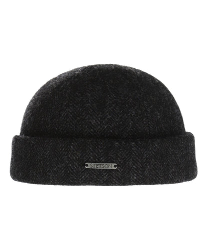 Stetson Docker Woll-Fischgrätmuster | Schwarz