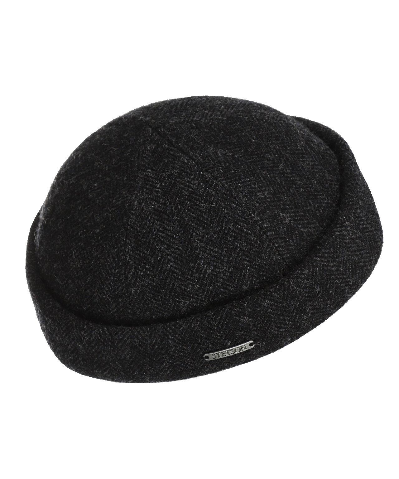 Stetson Docker Woll-Fischgrätmuster | Schwarz