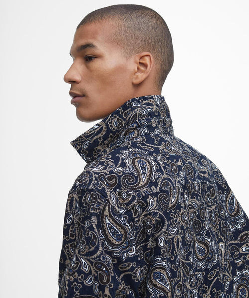 Barbour Brignall Printed Corduroy Overshirt | Navy Blauw