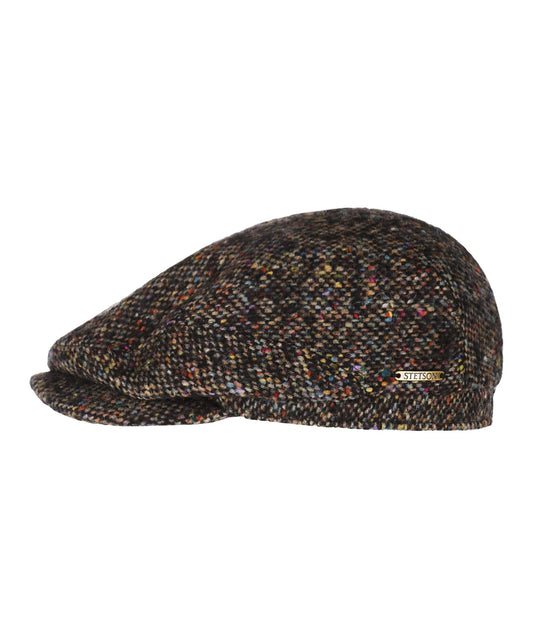 Driver Cap Wool Donegal | Zwart/Multicolour Melange