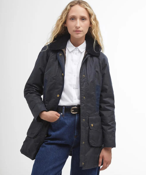 Barbour Bower Wax Jacket Dames | Navy Blauw