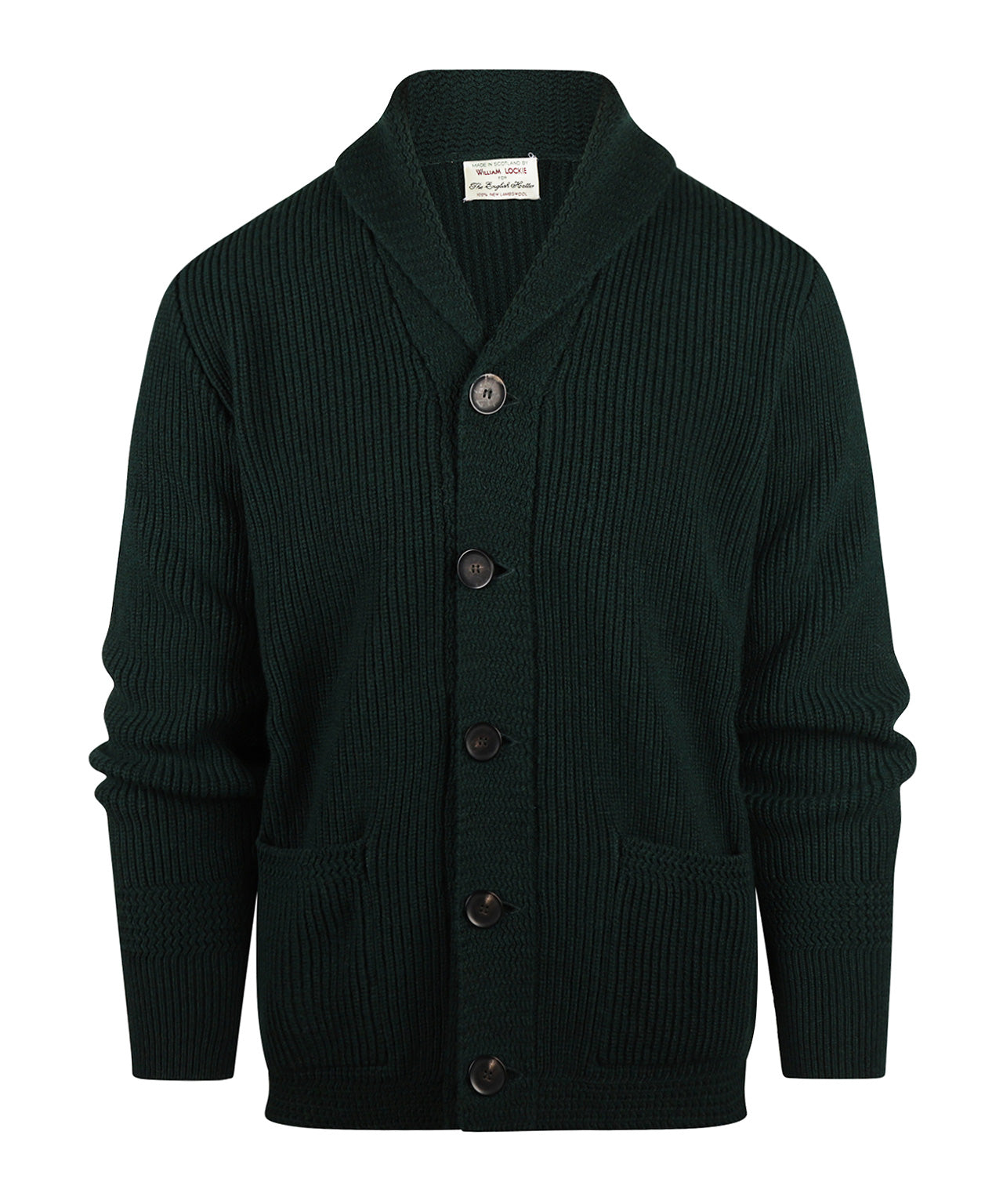 William Lockie Cardigan Jamie Shawl Collar | Tartan Green