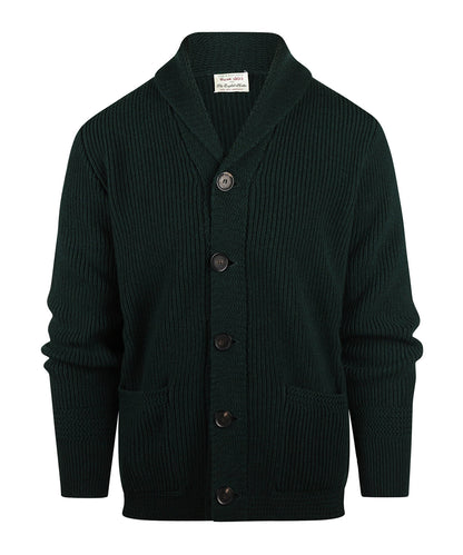 William Lockie Cardigan Jamie Shawl Collar | Tartan Green