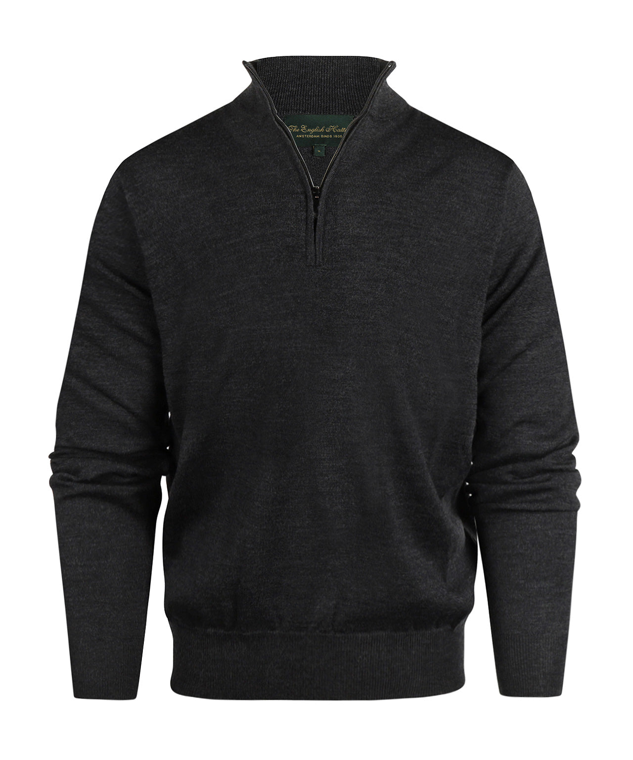 Merino wool zip collar sweater | Charcoal
