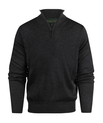 Merino wool zip collar sweater | Charcoal
